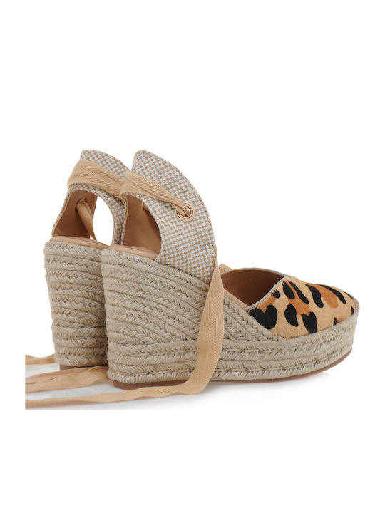 Platforme Dama în Tip Espadrile Maro