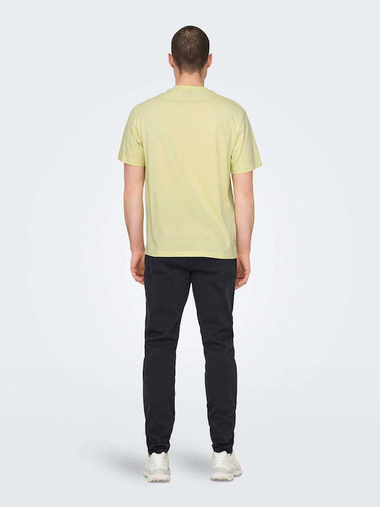 Only & Sons T-shirt Bărbătesc cu Mânecă Scurtă Yellow