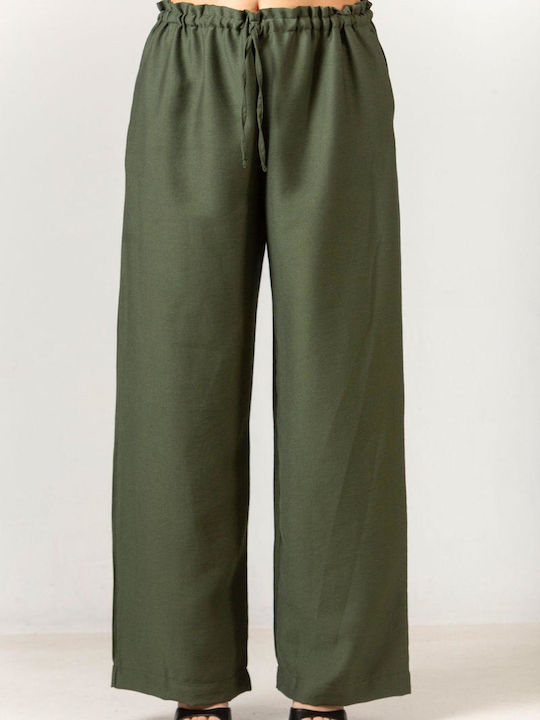 Simple Fashion Femei Bumbac Pantaloni largi khaki