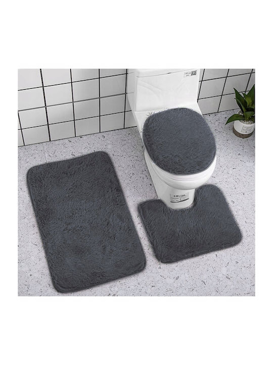 Non-Slip Bath Mats Set ZY12203QWS61 Anthracite Grey 3pcs