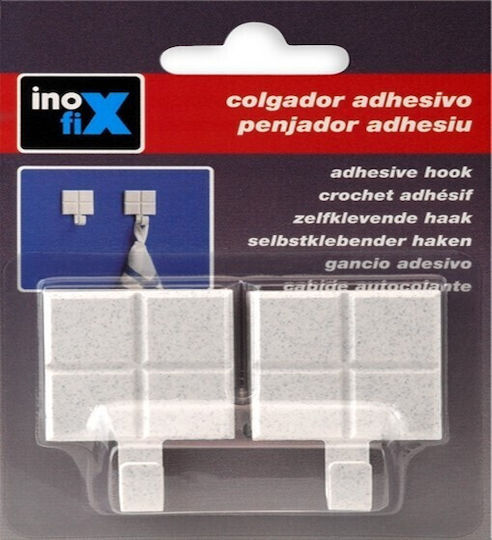 Self-Adhesive Hook Tile Hook Barcelona Inofix 2304 46x32x20mm Set of 2 Pieces Silver 193-2304-7