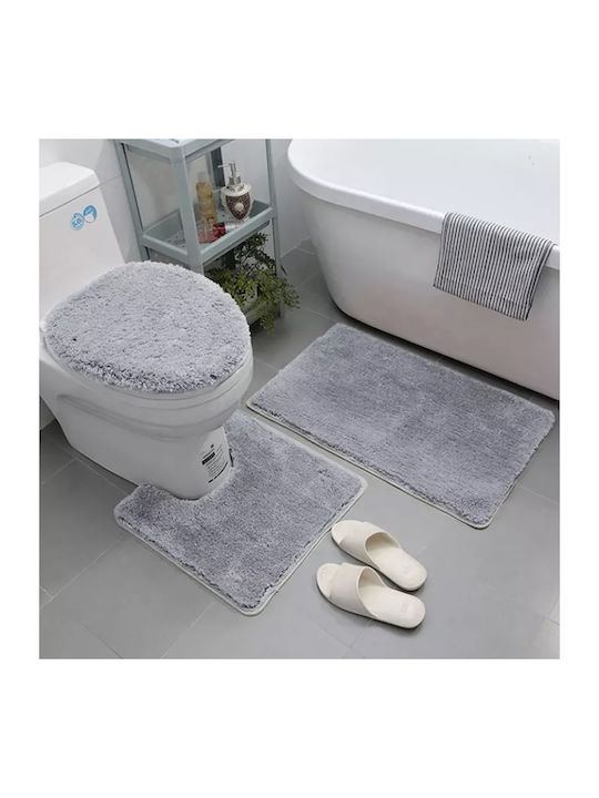 Αντιολισθητικό Σετ Πατάκια Μπάνιου ZE1AG43QWS91L Light Grey 3τμχ