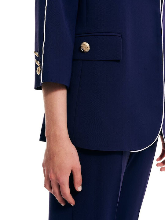 Forel Damen Krepp Blazer Marineblau