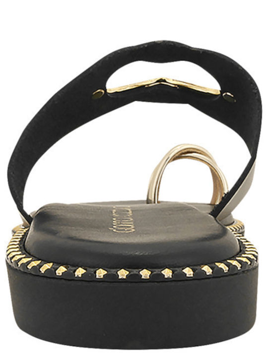 Norrin Leather Women's Flat Sandals in Black Color