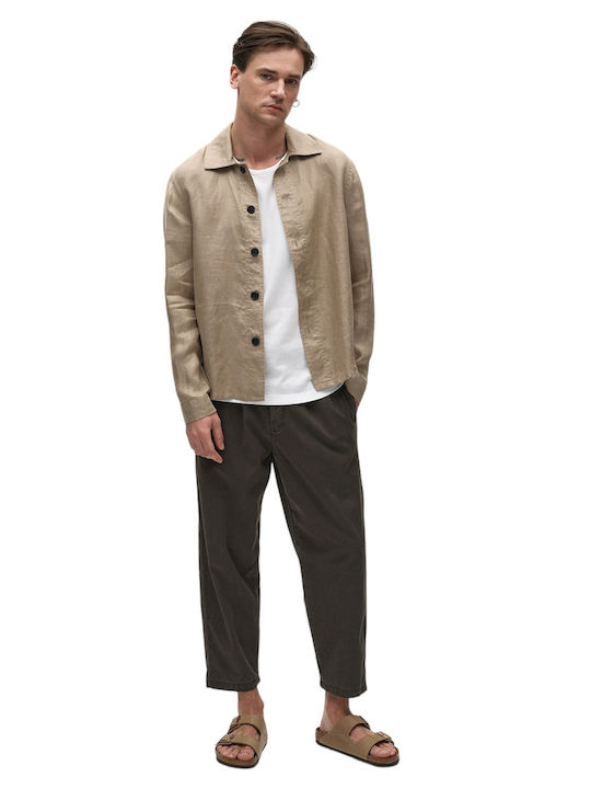 Langärmlig Leinen Hemd Beige