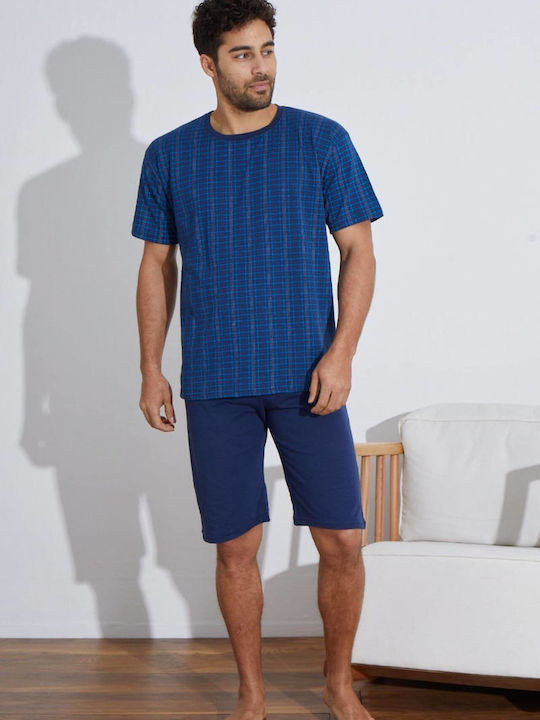 Men's Pajama Shorts Short Sleeve 8604 Blue