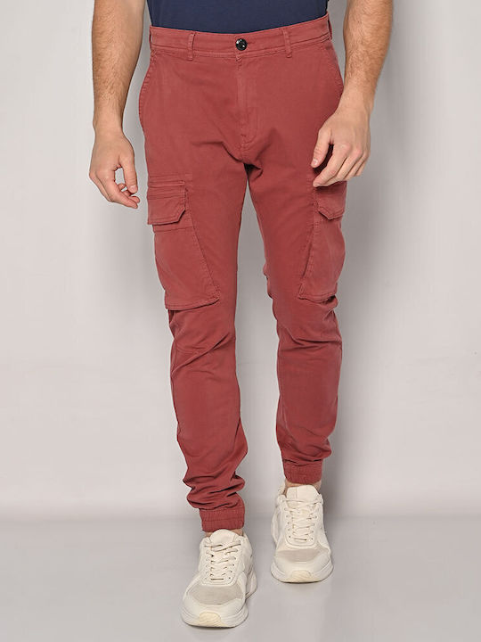 Cargo Men's Trousers Elastic Burgundy
