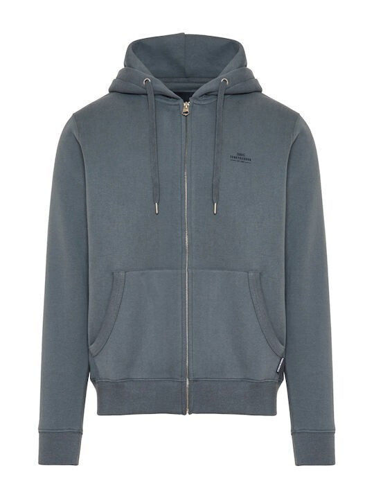 Funky Buddha Men's Sweatshirt Jacket with Hood Petrol