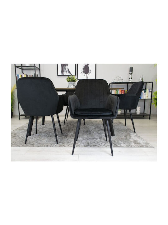 Kitchen Velvet Chair Negru 57.5x56.5x86.5cm