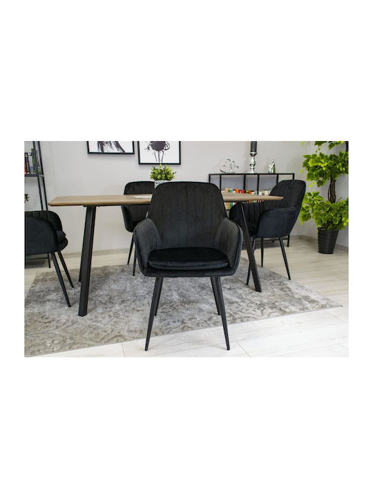 Kitchen Velvet Chair Negru 57.5x56.5x86.5cm