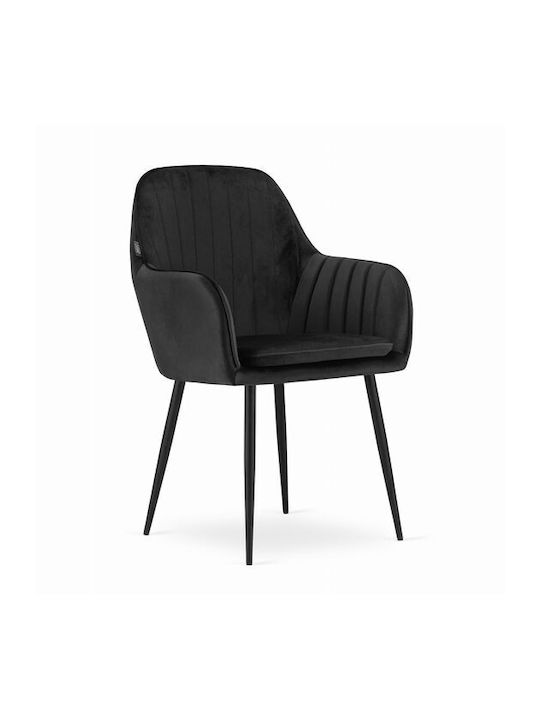 Kitchen Velvet Chair Negru 57.5x56.5x86.5cm
