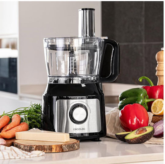 Cecotec Comino 1000 Procesor alimentar multifuncțional 1000W cu vas 2lt și Blender cu vas Negru