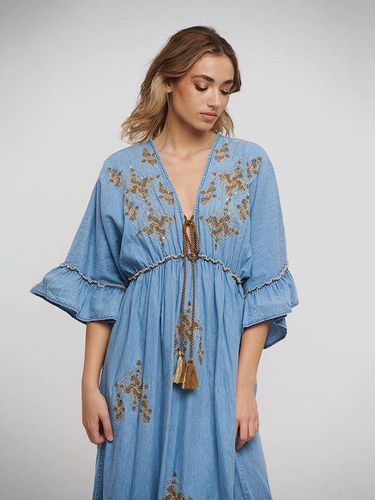 Ble Resort Collection Maxi Dress with Ruffle Blue