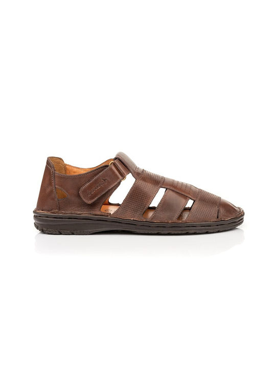 Boxer Leder Herrensandalen in Tabac Braun Farbe