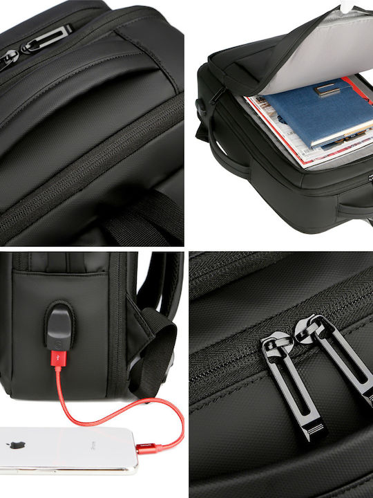 Τσάντα Πλάτης για Laptop 15.6" με Θύρα USB σε Γκρι χρώμα