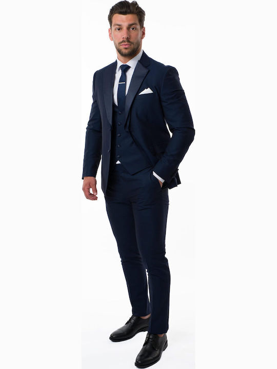 Men's Suit with Vest Blue