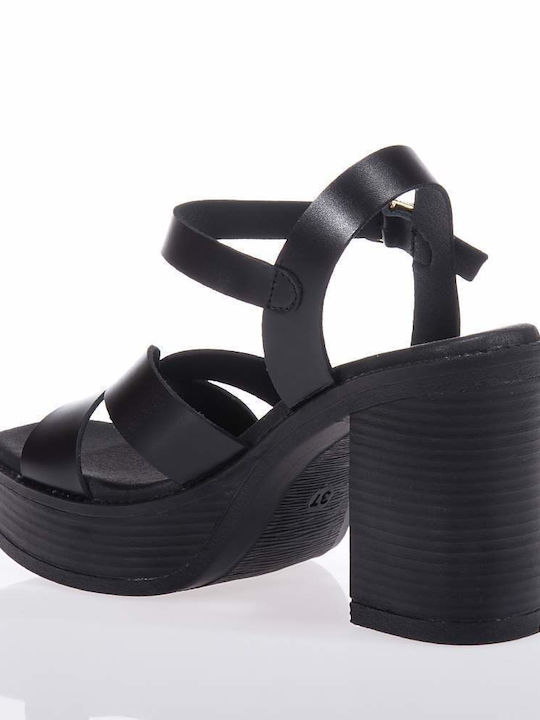 Ragazza Platform Leather Women's Sandals Black