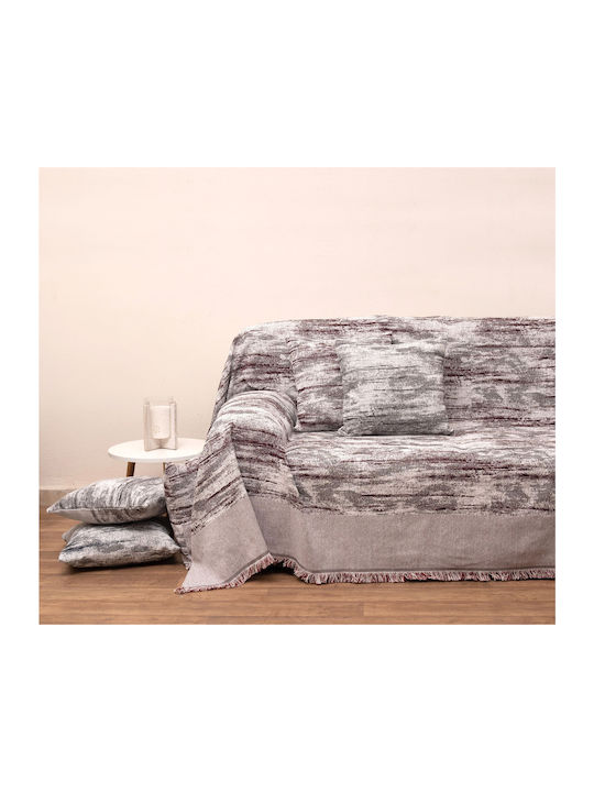 Viopros Viopros Dreisitzer-Sofa Wurf Jacquard 180x280cm Burgundisch