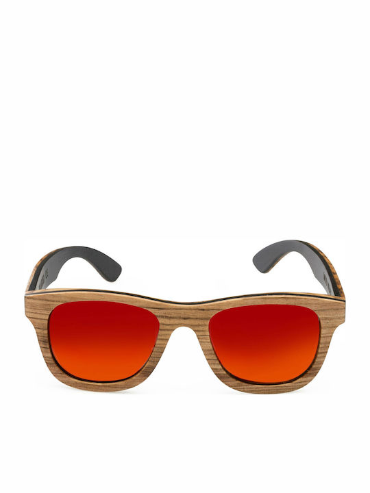 V-store Unisex Sunglasses with Gray Plastic Frame and Orange Polarized Mirror Lens WD033