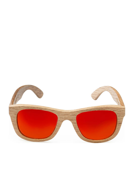 V-store Unisex Γυαλιά Ηλίου με Μπεζ Κοκκάλινο Σκελετό και Πορτοκαλί Polarized Καθρέφτη Φακό WD027