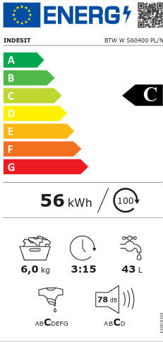 Indesit Πλυντήριο Ρούχων 6kg με Τεχνολογία Ατμού 1000 Στροφών BTW W S60400 PL/N