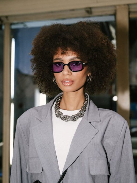 AV Sunglasses Kaia Women's Sunglasses with Black Plastic Frame and Purple Lens
