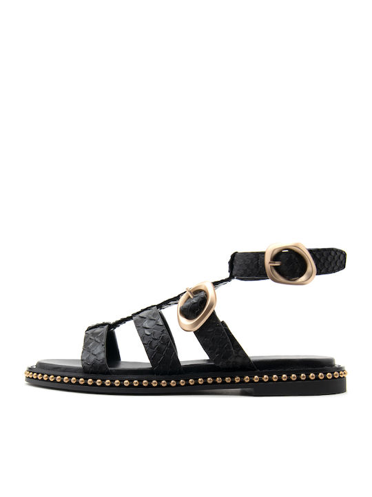 Noa Harmon Leather Black Women's Flat Sandals