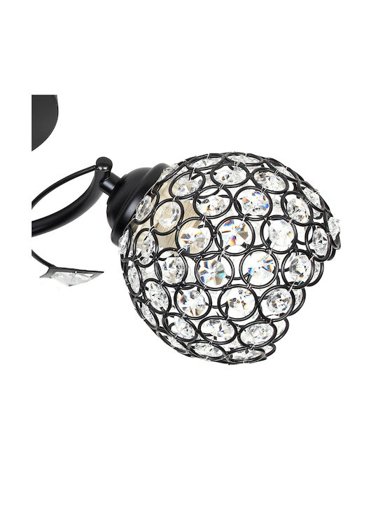 Keskor Ceiling Mount Light 50cm Black with Socket E27 with Crystals