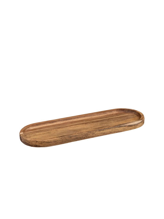 Secret de Gourmet Wooden Dessert Divided Serving Plate with 3 Slots Brown Ø30cmxY6cm 30x10x6cm 4pcs