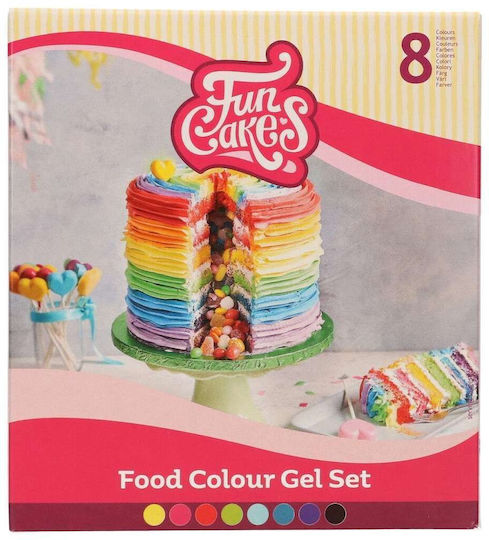 Fun Cakes Χρώμα Ζαχαροπλαστικής σε Μορφή Gel Πολύχρωμο 8τμχ