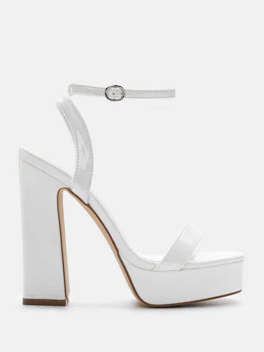 Lustrous Platform Sandals with Strap 4183704-white