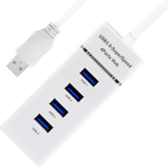 Hub 4 Θυρών USB 3.0 με σύνδεση USB-A Λευκό