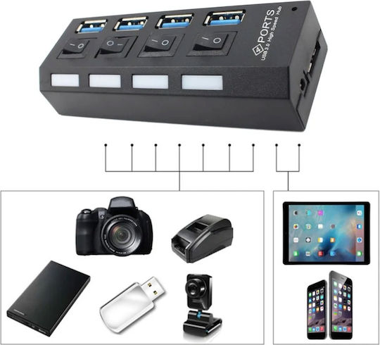 USB Хъб 4 Порта USB 3.0 с Връзка USB-A