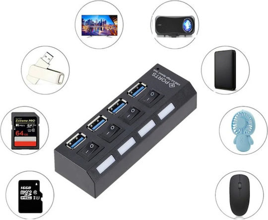 USB Хъб 4 Порта USB 3.0 с Връзка USB-A