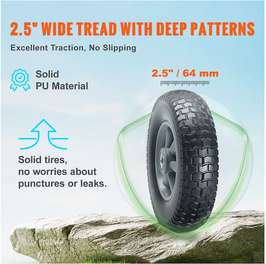 Vevor FPLJAZPU180LBKDVKV0 Ρόδες Πολυουρεθάνης 2τμχ 254x64mm