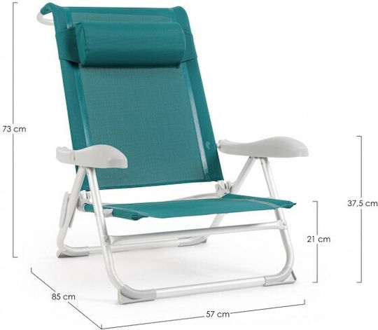 Bizzotto Cayo Aluminum Beach Chair Turquoise 57x85x73