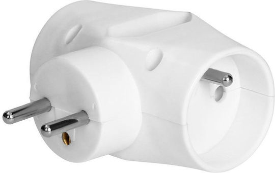 Orno T-Shaped Wall Plug 2 Sockets with USB-A France (Type E)