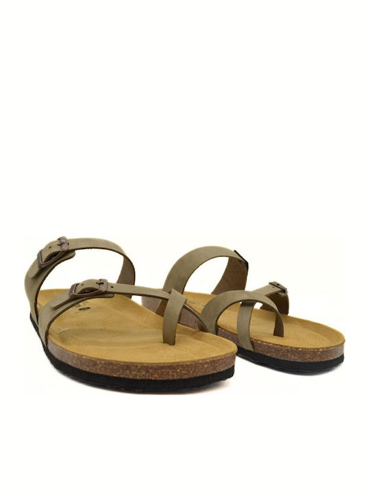 Δερμάτινα Ανδρικά Σανδάλια Nobuck Kaki
