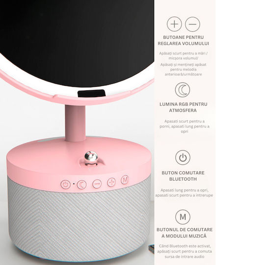 Cosmetic Mirror Led Lighting Makeup Bluetooth Speaker 15w Wireless Phone Charger 7 Rgb Colors 3 Adjustable Temperature Levels Adjustable Intensity Sensor Magnifying Glass