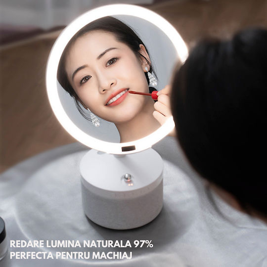 Kosmetikspiegel LED-Beleuchtung Make-up Bluetooth-Lautsprecher 15W kabelloses Ladegerät für das Telefon 7 RGB-Farben 3 einstellbare Temperaturstufen Einstellbarer Intensitätssensor Vergrößerungsglas