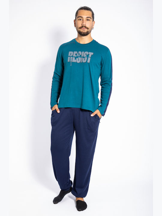 Secret Point Men's Winter Cotton Pajamas Set Green