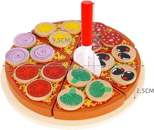 Wooden Game Children Zola Pizza Pattern Easy To Slice 27 Pieces