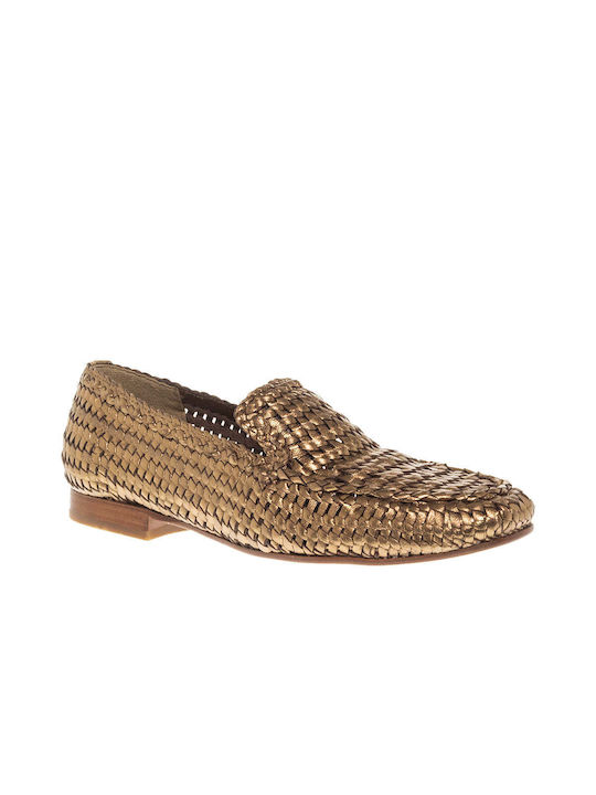 Pons Quintana Leather Women's Loafers in Gold Color