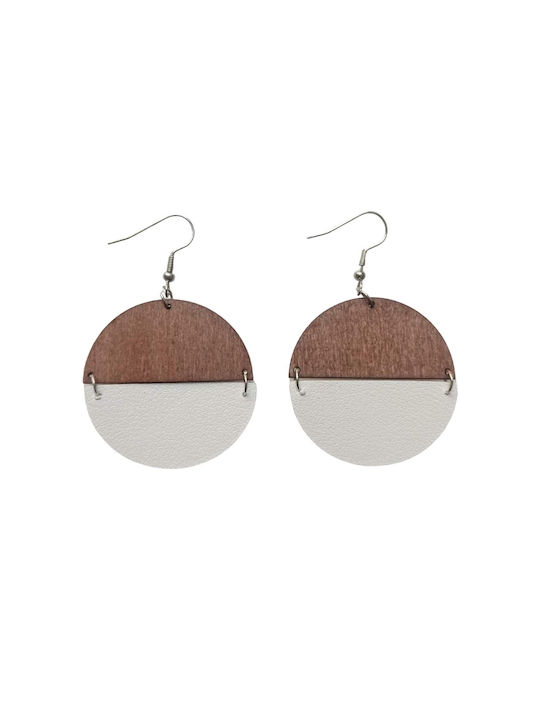 Women's earrings "Helianthus" made of wood and leatherette