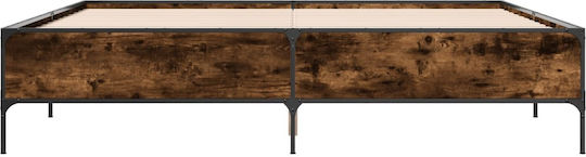 King Size Bett aus Holz Braune mit Lattenrost für Matratze 200x200cm