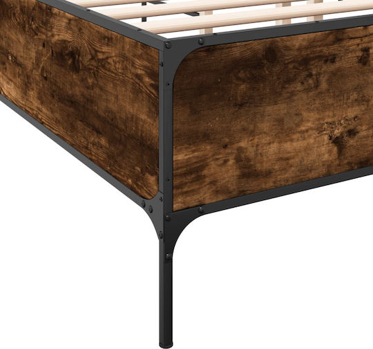 King Size Bett aus Holz Braune mit Lattenrost für Matratze 200x200cm