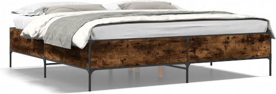 King Size Bett aus Holz Braune mit Lattenrost für Matratze 200x200cm