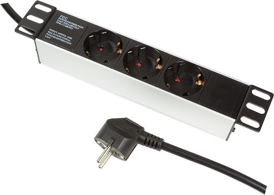 LogiLink Power Strip 3 Positions with Cable 2.54m