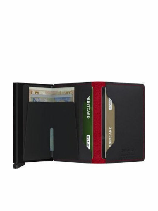 Slimwallet Perforated Leder Herren Geldbörse Karten mit RFID und Slide-Mechanismus Black/Red