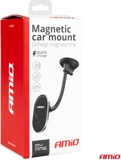AMiO Car Mobile Mount with Magnet and Wireless Charging Black